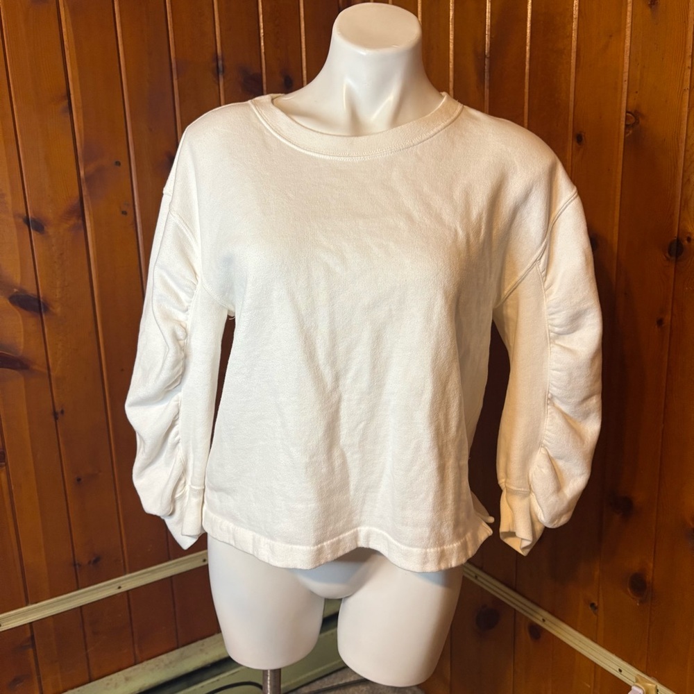 Abercrombie & Fitch Women's S White with Gathered Detailing on the Sleeves
